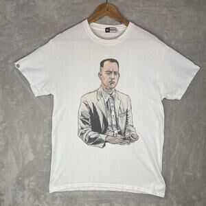 Bear Hug Co Forrest Gump White T Shirt S/M Cinemacore Hand Drawn Tom Hanks